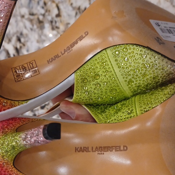 Karl Lagerfeld Chalina Rhinestone slingback pumps Heels PRIDE $149 - Picture 8 of 10